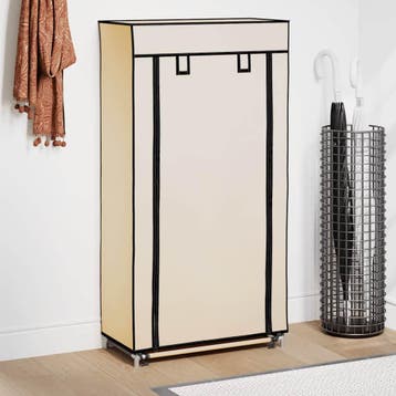 vidaXL Schoenenkast met hoes 58x28x106 cm stof crème, Verzenden
