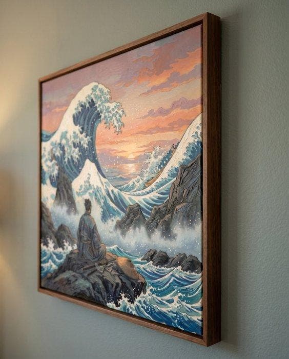 MEDSAN - Hokusai Samurai () - Hand Signed - UNIQUE, Antiquités & Art, Art | Objets design