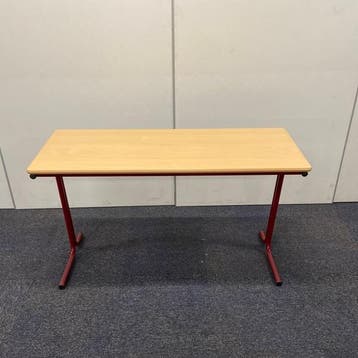 schooltafel, leraartafel 130x50 cm, licht beuken - rood, Huis en Inrichting, Gebruikt