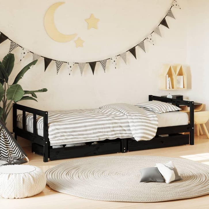 vidaXL Kinderbedframe met lades 90x200 cm massief grenenhout, Enfants & Bébés, Chambre d'enfant | Lits, Envoi