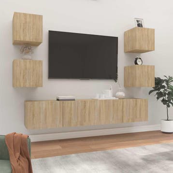 vidaXL 6-delige Tv-meubelset bewerkt hout sonoma, Verzenden, Nieuw