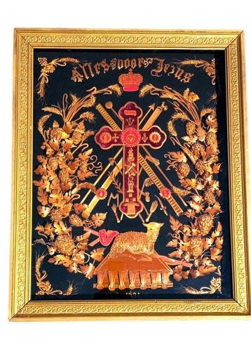 Antiek Reliekhouder - Papier, Glas, Hout - 1900-1910 - Groot