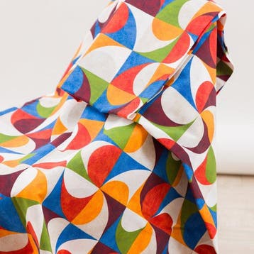 BA169 - Meerkleurige geometrische stof – Retro Pop motief -