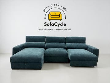 Hoekzetel blauw in stof met slaapfunctie, hoek L – overstock, Verzenden, Nieuw