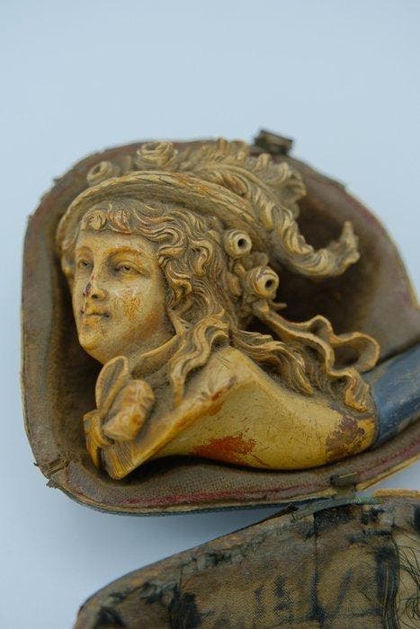 Meerschuim pijp - Meerschaum, Amber, .375 (9 kt) goud - (4), Verzamelen, Rookartikelen, Aanstekers en Luciferdoosjes