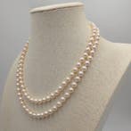 Halsketting Zilver Parel - Akoya dubbele 7,0 mm 19,5 inch, Nieuw