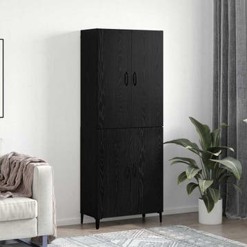 vidaXL Highboard 2 st Zwart Eiken 69,5 x 34 x 180 cm Bewerkt, Verzenden, Nieuw