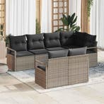 vidaXL Tuinbank Set met kussen met opslag 7 pcs Grijs poly, Verzenden, Nieuw