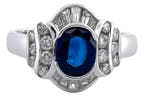 Ring - 18 karaat Witgoud Saffier - Diamant, Nieuw
