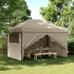 vidaXL Partytent inklapbaar pop-up met 4 zijwanden taupe, Verzenden