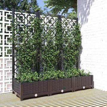 vidaXL Plantenbak met trellis zwart 120x40x121,5 cm PP, Verzenden