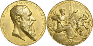 Vergoudete brons medaille 1885 Ausstellungen, Verzenden