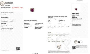Ring - 18 karaat Geel goud - 4.06ct. tw. Robijn - Diamant -