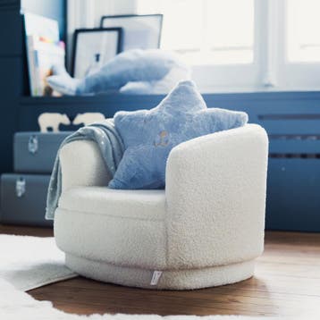 Fauteuil enfant en teddy - blanc - 45 x 42 x 36 cm, Verzenden