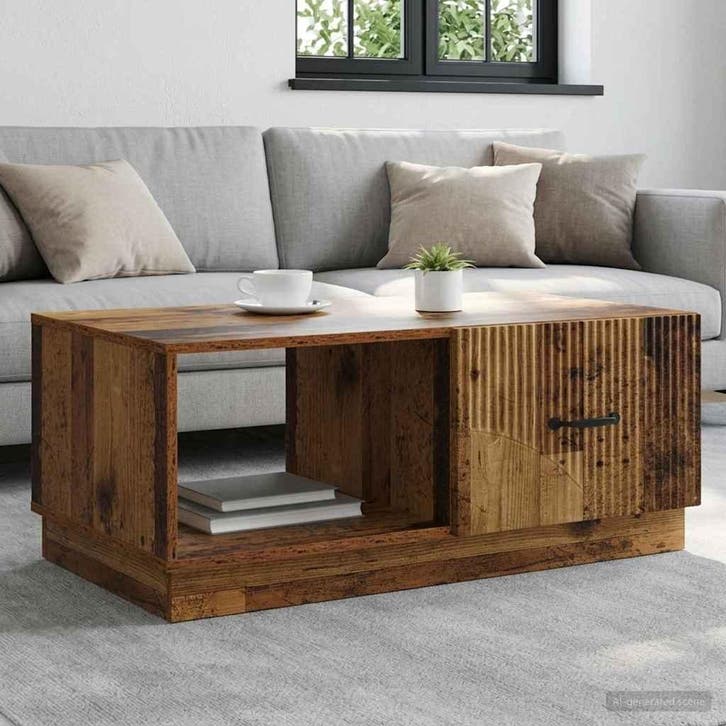 vidaXL Salontafel Oud hout 90 x 50 x 37 cm Bewerkt hout, Huis en Inrichting, Tafels | Salontafels, Nieuw, Verzenden