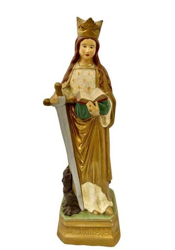 Beeld, Sint Dymphna - 33 cm - Gips, Antiek en Kunst