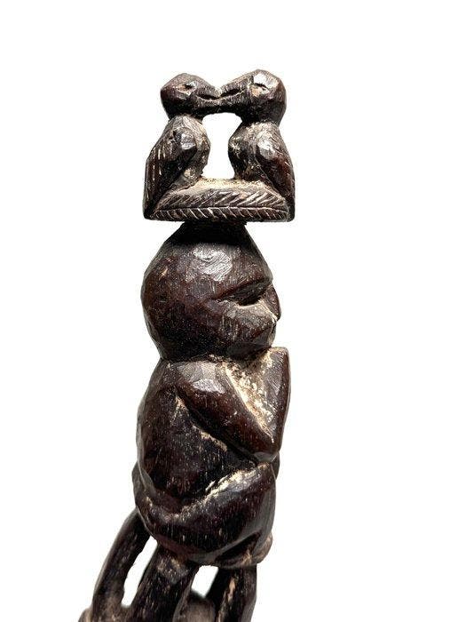 Ritueel Phurba - uit hout gehouwen met een bal erin - Hout -, Antiquités & Art, Art | Art non-occidental