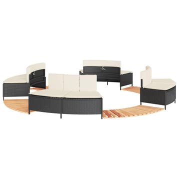 vidaXL Hottub-ombouw poly rattan en massief acaciahout zwart, Verzenden, Nieuw