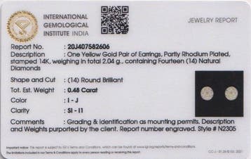Boucles doreilles cloutées - 14 carats Or jaune - 0.48ct.