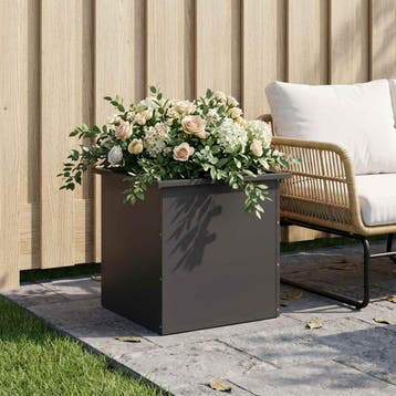 vidaXL Tuinplantenbak met led Zwart 50 x 50 x 48 cm Staal, Verzenden, Nieuw