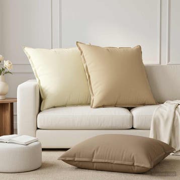 vidaXL Kussensloop 2 st HOUTEN Beige 80 x 80 cm Polyester, Verzenden