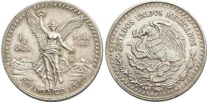 1/2 Onza 1992 Mexiko Vereinigte Staaten 1905, Postzegels en Munten, Munten | Amerika, Verzenden
