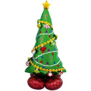 Helium Ballon Kerstboom Standaard Leeg 1,27m, Verzenden
