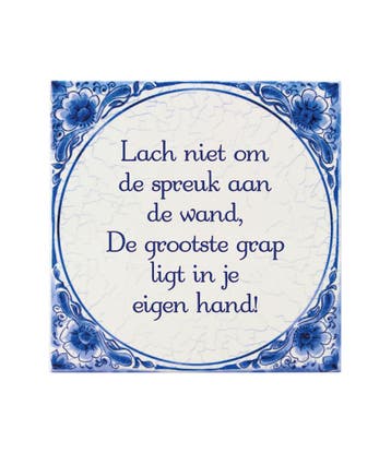 Delfts Blauw Tegel Grootste Grap 14,5cm, Verzenden