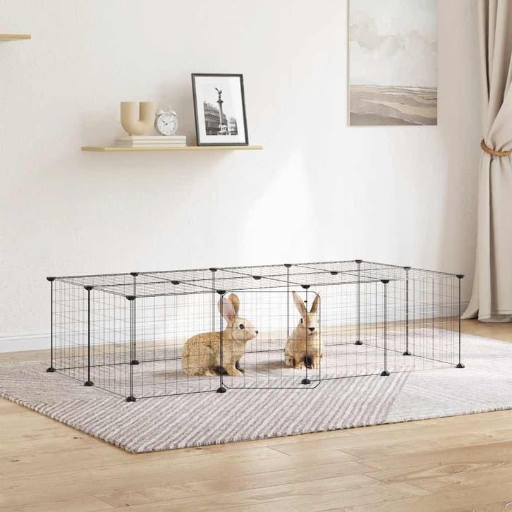 vidaXL Huisdierenkooi met deur 20 panelen 35x35 cm staal, Dieren en Toebehoren, Knaagdieren en Konijnen | Hokken en Kooien, Nieuw