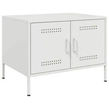 vidaXL Salontafel 68x50x50,5 cm staal wit, Verzenden, Nieuw
