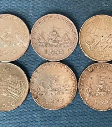 Italië. 500 Lire 1958 - 1961 - 1965 (Zonder minimumprijs)
