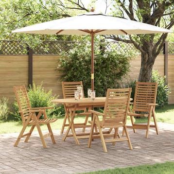 vidaXL Tuin Eettafel Set 5 st Bruin Massief Teakhout, Verzenden, Nieuw