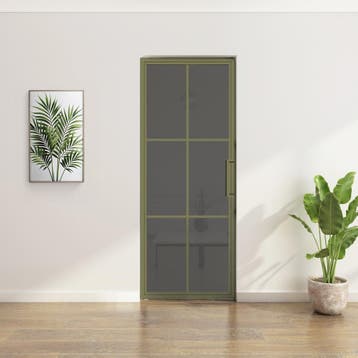 Stalen taatsdeur - Olijfgroen - 6 Vlaks - Rookglas, Minder dan 80 cm, Overige typen, Nieuw, Metaal