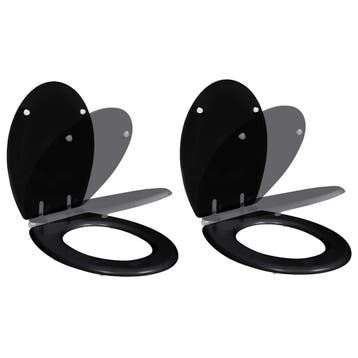 vidaXL Toiletbril met soft-closedeksel 2 st MDF zwart, Doe-het-zelf en Bouw, Verzenden, Nieuw