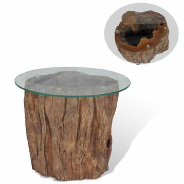 vidaXL Salontafel 50x40 cm teakhout en glas, Huis en Inrichting, Tafels | Salontafels, Verzenden, Nieuw
