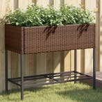vidaXL Plantenbakken met schap 2 st 90x40x75 poly rattan, Verzenden, Nieuw