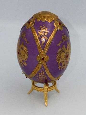 Œuf Fabergé - Plaqué or, Porcelaine