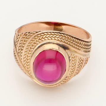 Ring - 14 karaat Roségoud Robijn, Nieuw