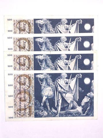 Zwitserland. - 4 x 100 Franken - 1963/1964 (Zonder