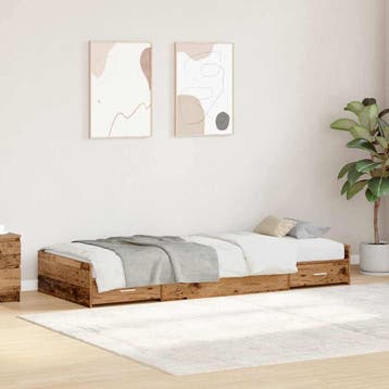 vidaXL Bedframe met hoofdeinde Oud Hout 90 x 200 cm Bewerkt, Verzenden, Nieuw
