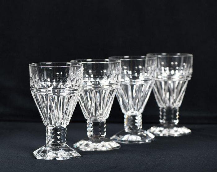 Uniek lot van 4 kristallen Val Saint Lambert glazen, model, Antiek en Kunst, Antiek | Glaswerk en Kristal