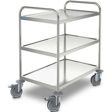 Serveerwagen | RVS | 3 Niveaus (800x500) | Wielen (Geremd), Verzenden, Nieuw in verpakking