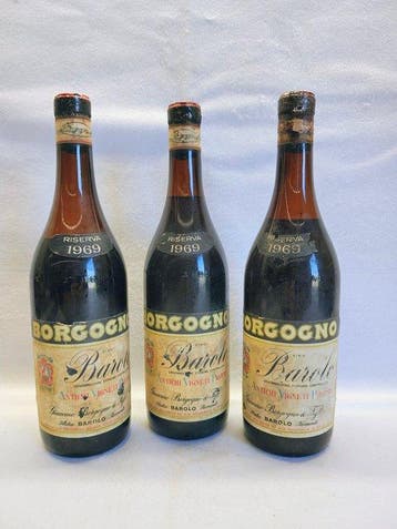 1969 Giacomo Borgogno - Barolo Riserva - 3 Bouteilles (0,72, Verzamelen, Nieuw