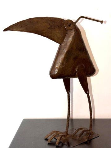 Sculpture, Oiseau en métal vernis - 30 cm - Fer Vernis