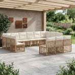 vidaXL Buiten bank set 13 pcs Natuurlijk en Crème Wit, Verzenden