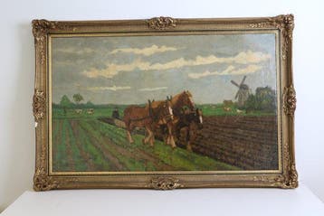 G,J van Overbeek (1882-1948) - Ploegen omgeving Delft.