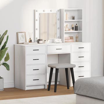 vidaXL Kaptafel 3 st Wit 40 x 41 x 135 cm Bewerkt hout, Huis en Inrichting, Verzenden, Nieuw