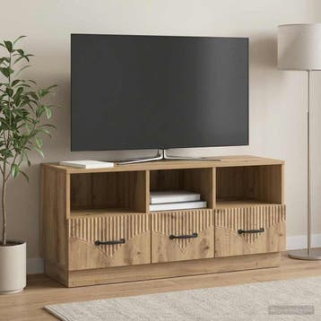 vidaXL TV Kast 102 x 34,5 x 47 cm Artisanaal eiken Bewerkt, Verzenden, Nieuw