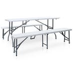 vidaXL Tuintafel met 2 bankjes inklapbaar 180 cm staal en, Verzenden, Nieuw