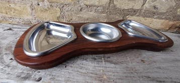 Serveerschaal - Walnoot - Vintage dienblad